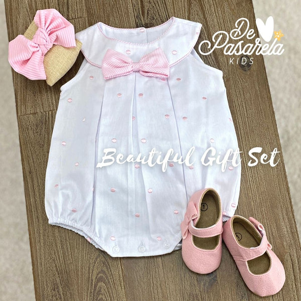Pink Polka Dots Bubble Romper for Baby Girl - Karina Style 2