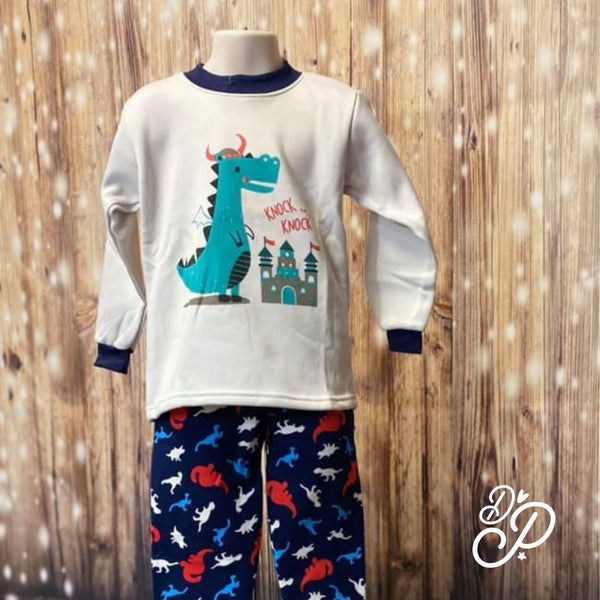 Cute Cartoon Dragon Winter Pajama Set