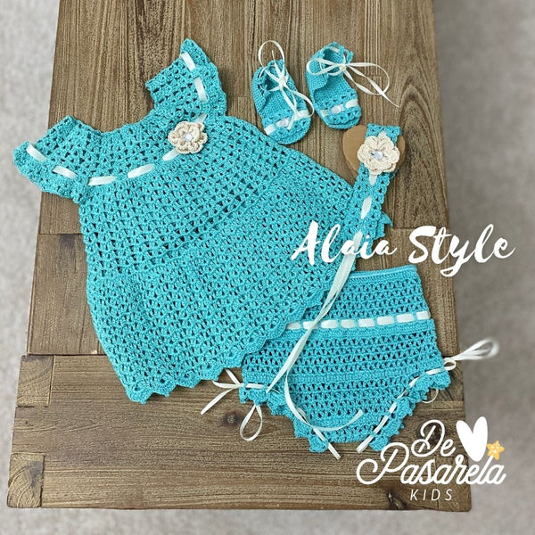 Coming Home Handmade Knitted Baby Girl Outfit Set -  Alaia Style