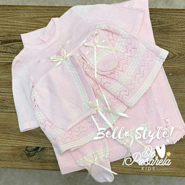 Coming Home Knitted Baby Girl Outfit Set -Bella Style