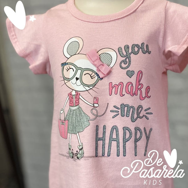 Happy Mouse Shirt and Leggings Set for Toddler Girls