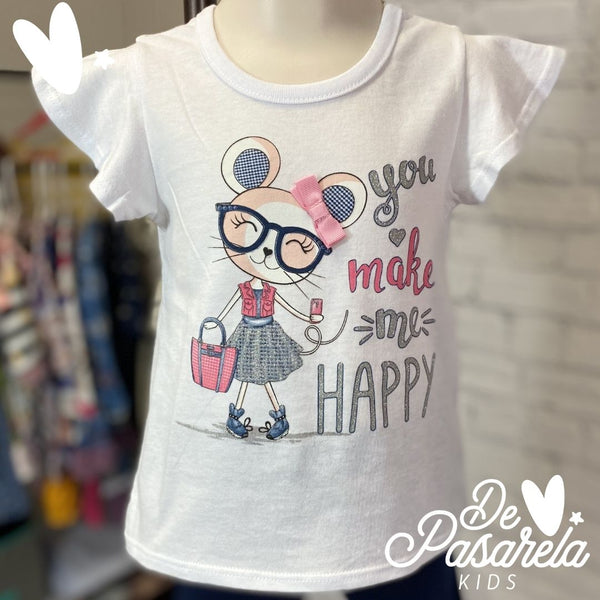 Happy Mouse Shirt and Leggings Set for Toddler Girls
