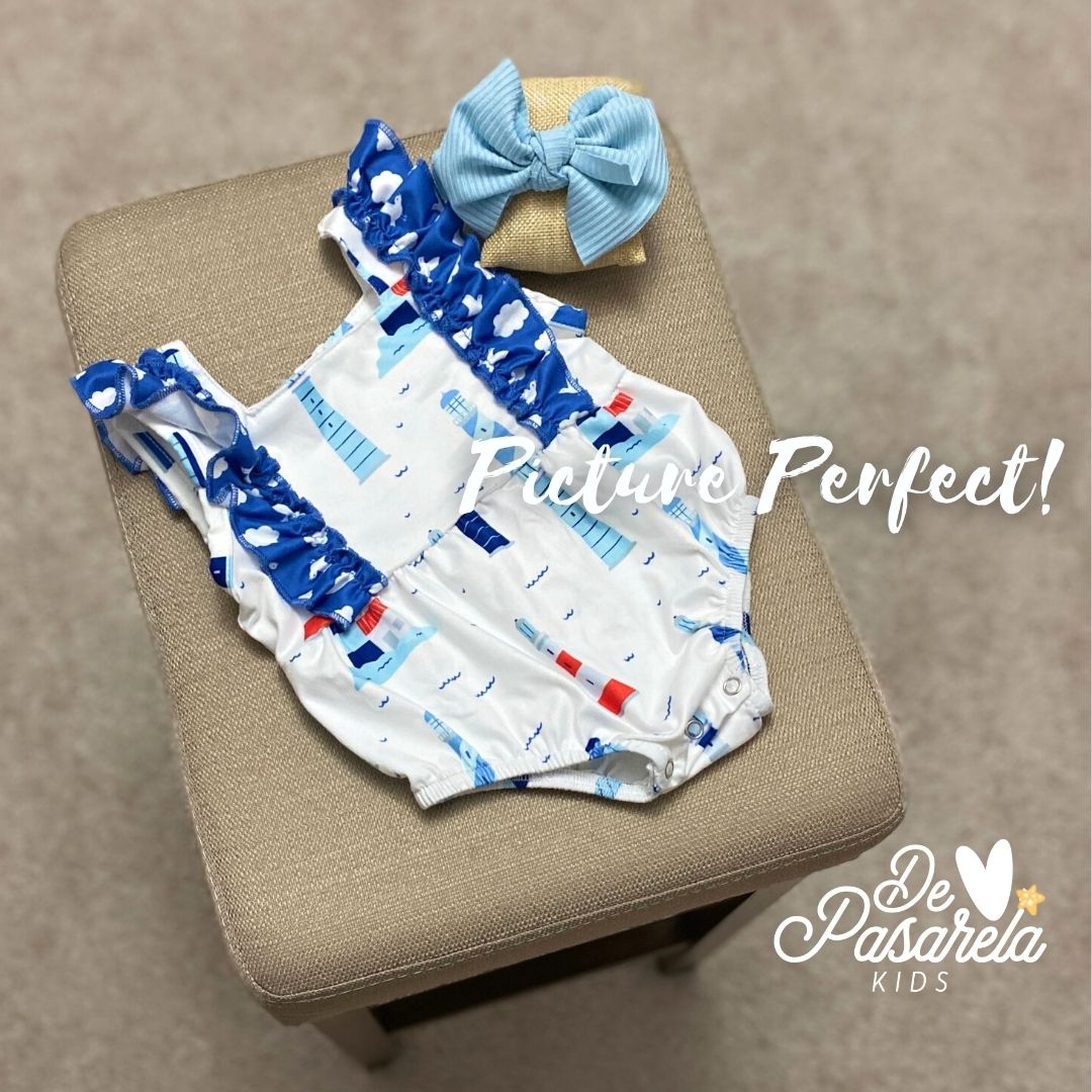 Nautical Baby Girl Romper by Pete + Lucy