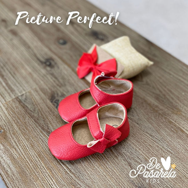 Soft Pure Leather Baby Girl Moccasins - RED