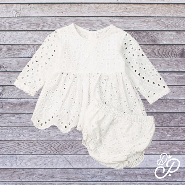 Embroidered Cotton - Stella Outfit for Baby Girl