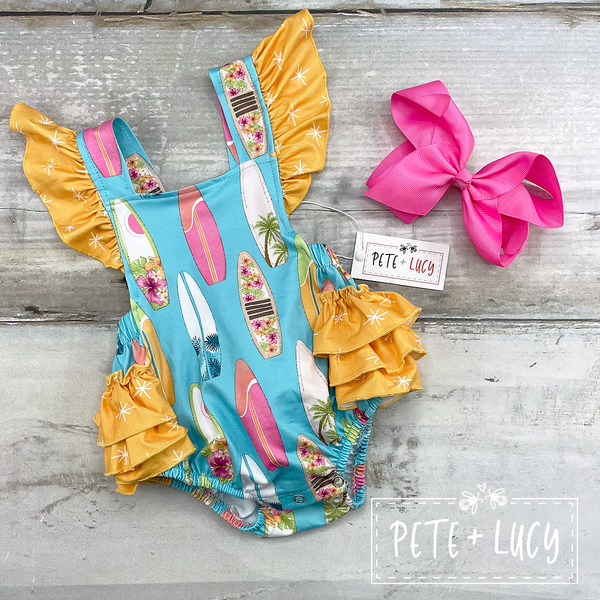 Surf-Up Baby Girl Romper by Pete + Lucy